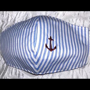 White and blue nautical design facemask